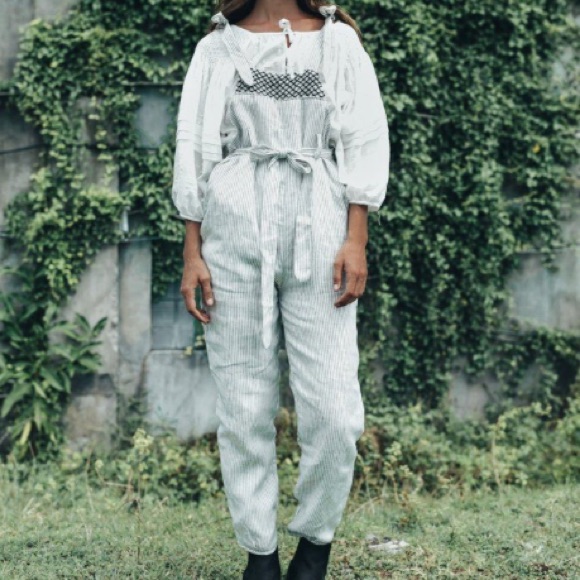 Innika Choo Gray Fava Rutfrend Linen Overalls Sz. 3 (Us-L) Nwt — image 4 of 8